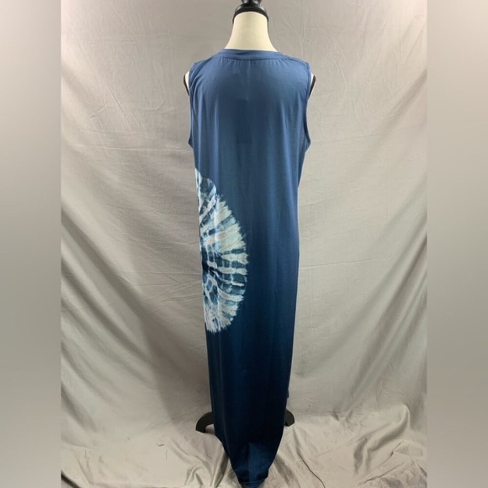 Blue Tie Dye Sleeveless Dress - Picture 6 of 8